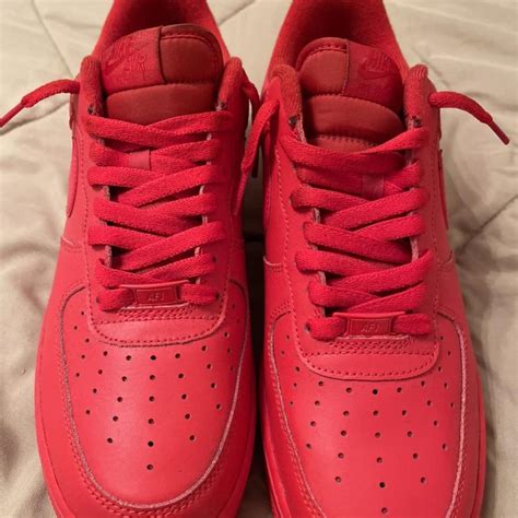 Men Nike University Red Air Force 1s Low - Worn 3... - Depop