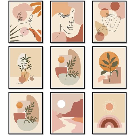 Buy 9 Pieces Abstract Wall Art Minimalist Wall Art Prints Minimalist ...