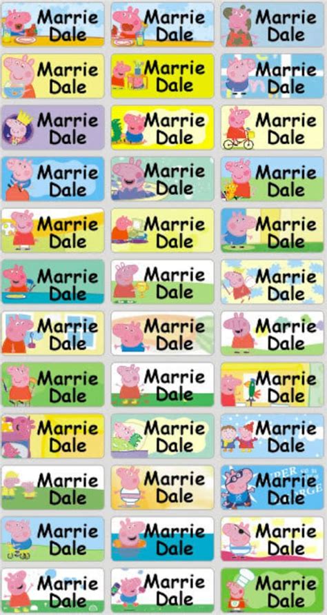 PEPPA PIG Name Label School Label Waterproof Label Daycare | Etsy