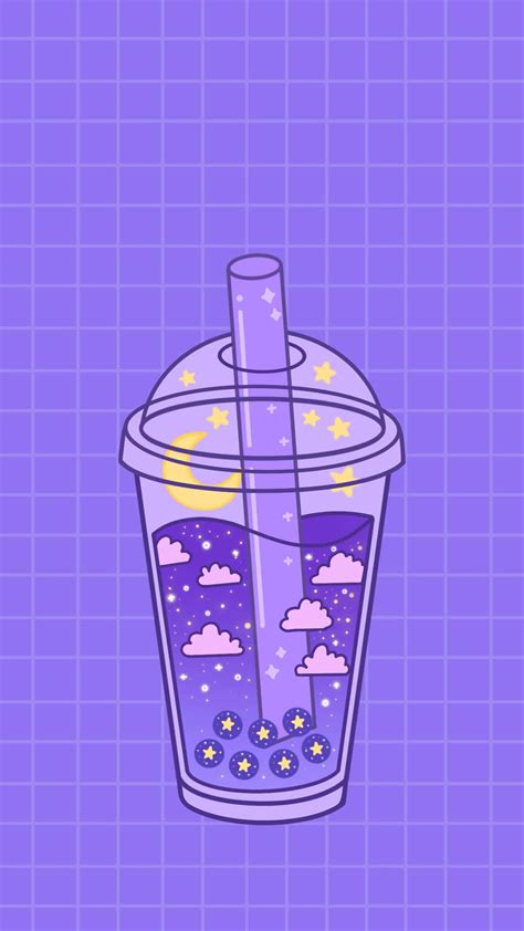 Download Purple Cute Boba Tea Wallpaper | Wallpapers.com