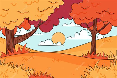 Free Vector | Hand drawn autumn landscape