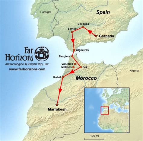 Spain and Morocco Tour Map - Far Horizons Archaeological & Cultural ...