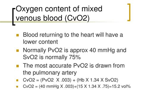 PPT - Formulas related to O2 transport PowerPoint Presentation, free ...