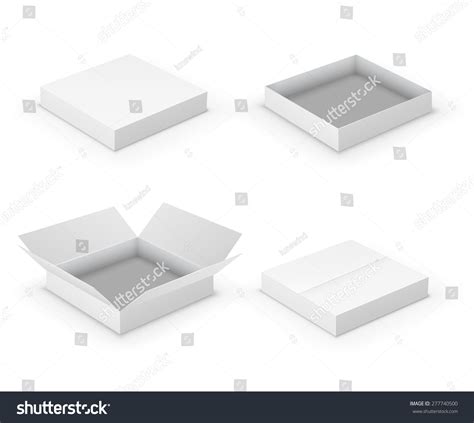 Open Flat Boxes Design Collection. White Object On White Background ...