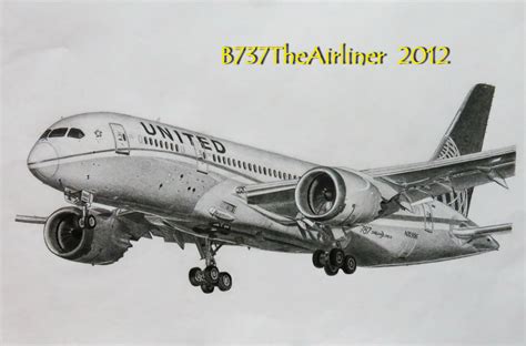 United Airlines Boeing 787 - Realistic Drawing by A320TheAirliner on ...