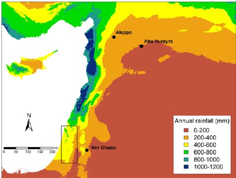 Map showing location of the archaeological sites Abu Hureyra and ‘Ain ...