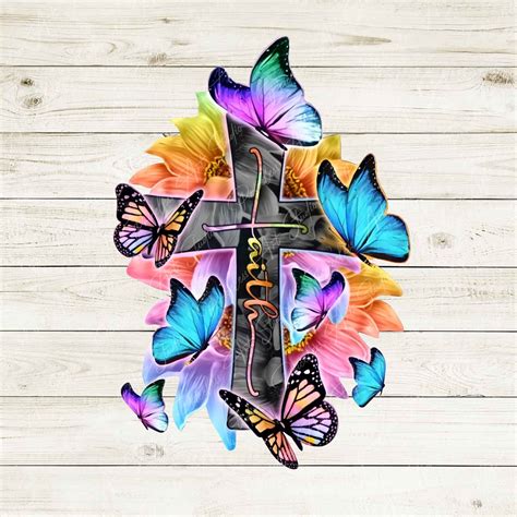 Faith Cross Butterflies Butterfly and Sunflowers Rainbow - Etsy Canada