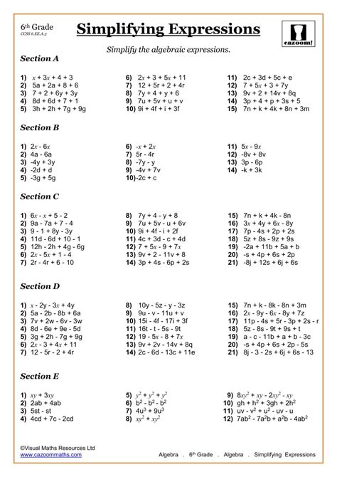 6th Grade Math Activity