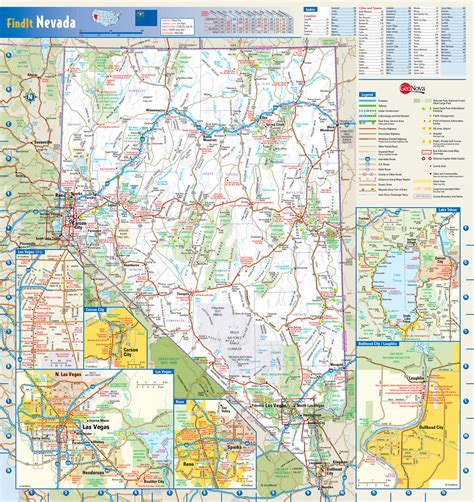 Large detailed roads and highways map of Nevada state with national ...