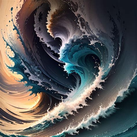 Premium AI Image | turbulent waves in the sea illustration