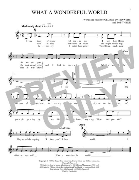 Louis Armstrong "What A Wonderful World" Sheet Music Notes | Download ...