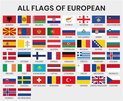 Flags of All European Countries 1040302 Vector Art at Vecteezy