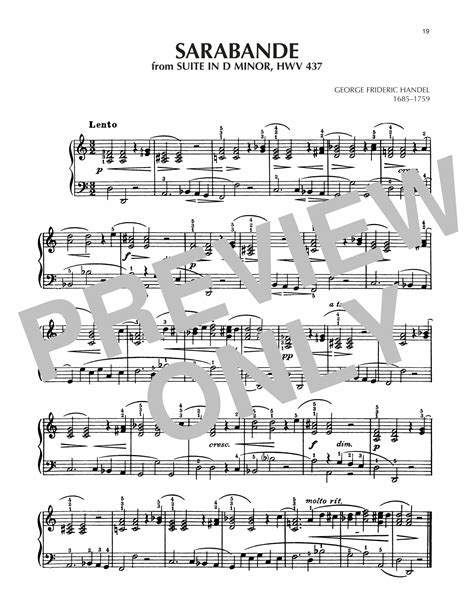 Sarabande, HWV 437 Sheet Music | George Frideric Handel | Piano Solo