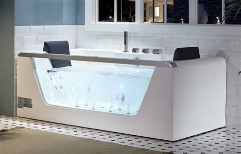 EAGO AM196ETL 6 ft Clear Rectangular Acrylic Whirlpool Bathtub for Two ...