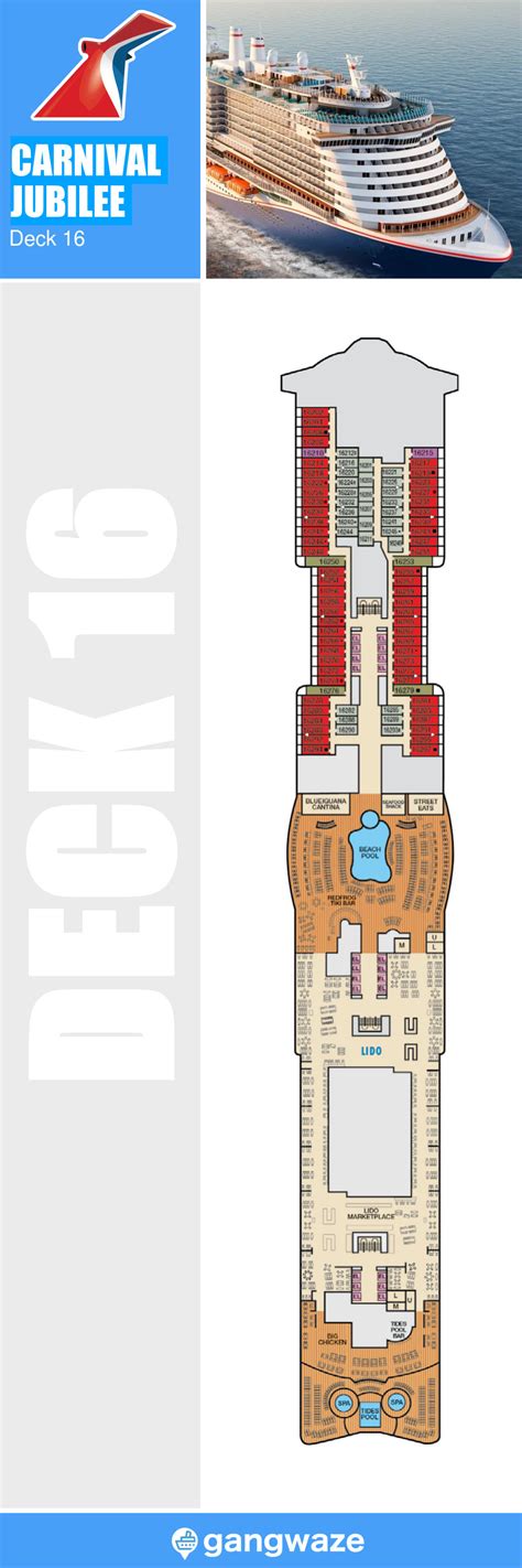 Carnival Jubilee Deck 16 - Activities & Deck Plan Layout