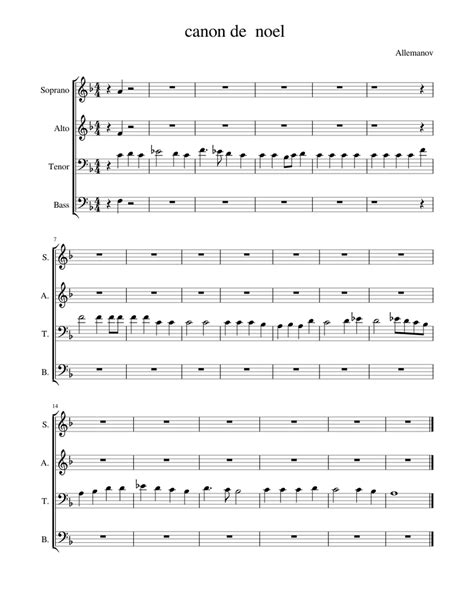 canon de noel Sheet music for Soprano, Alto, Tenor, Bass voice (Choral ...