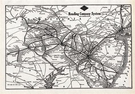 1940 Antique READING RAILWAY Map Vintage Reading Railroad Map - Etsy