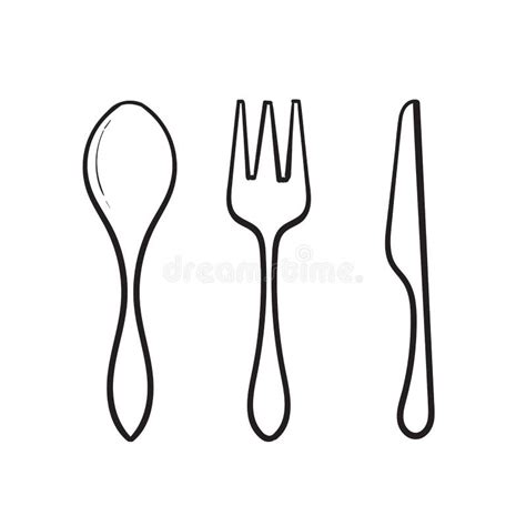 Hand Drawn Doodle Spoon,fork and Knife Icon Illustration Vector Stock ...