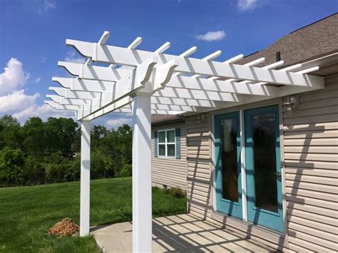 White Classic Attached Vinyl Pergola Kit 12' wide x 10' projection ...