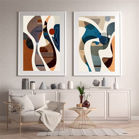 Mid Century Modern Art Abstract Geometric Print Set of 2 - Etsy Australia