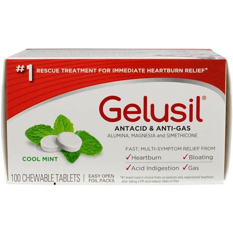 Gelusil Antacid/Anti-Gas Tablets Cool Mint, 100 Tablets (Pack of 4 ...