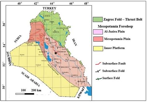 Structural Map of Iraq, showing the Mesopotamia Foredeep. (After [10 ...