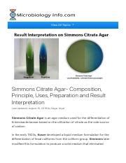 Simmons Citrate Agar- Principle, Uses, Preparation & Result ...