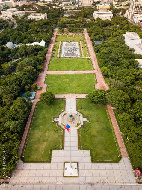 Manila, Philippines - Aerial of Rizal Park or Luneta - Visible are ...