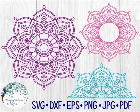 Mandala printable Decal Outline Design Mandala Leaves Svg for Cricut ...