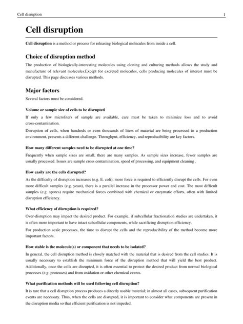 Cell Disruption | PDF | Lysis | Biology