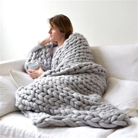 (39.37*47.24Inch, Gray) Clearance Chunky Knit Blanket Chenille Throw ...