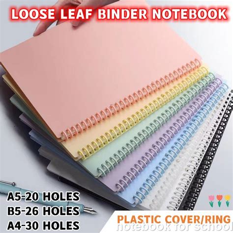 1PC A5/B5/A4 Transparent PP Cover 30 Holes Plastic Ring Binder Loose ...