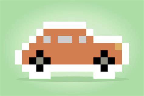 classic 8 bit car pixel art. Vector illustration of a car cross stitch ...