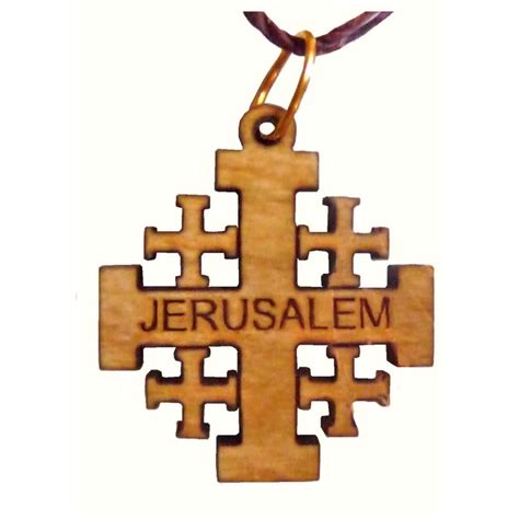 Jerusalem Cross necklace, Catholic pendants, olive wood necklaces