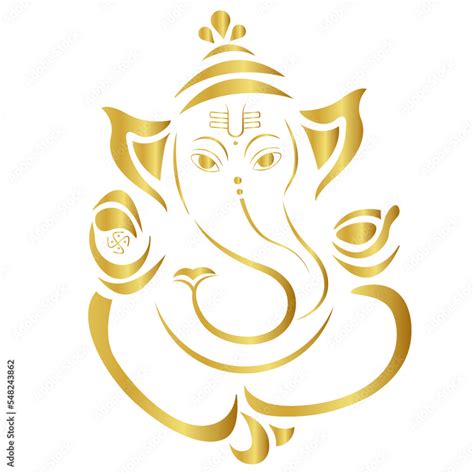 Hindu god Vinayagar or Ganesha golden outline vector illustraton vector ...