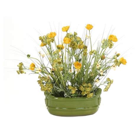 Poppies and Grass in Green Planter | Details of Design