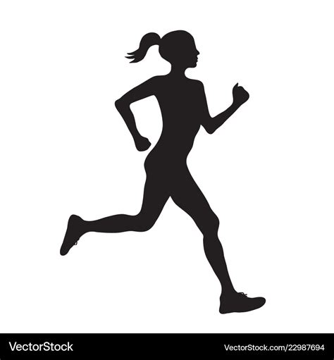 Silhouette running woman profilec simple black Vector Image