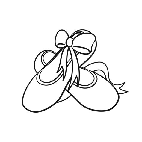 Pointe Shoes Clipart, Ballet Shoes With Bow Outline Simple Flat Vector ...