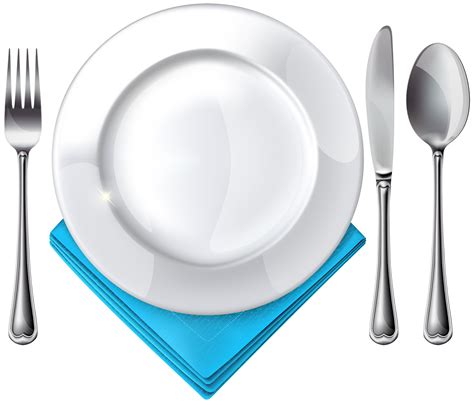 Dishes clipart spoon fork plate, Dishes spoon fork plate Transparent ...