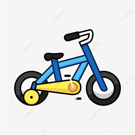 Kid Bicycle Clipart PNG Images, Vector Blue Yellow Kids Bicycle Bike ...