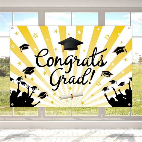 Buy Whaline Congrats Grad Photo Backdrop Large Graduation Party Banner ...