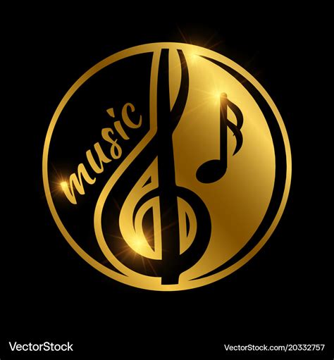 Luxury music logo design - golden shiny musical Vector Image