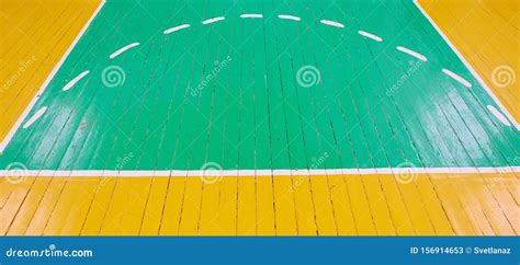 Old Cracked Floor of the Sports Hall with Markings for Basketball Stock ...