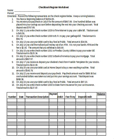 Balance Checkbook Worksheet - Worksheets For Kindergarten