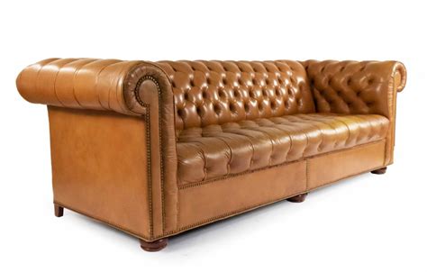 Tobacco brown leather chesterfield sofa