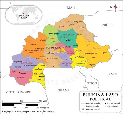 Burkina Faso Region Map, Burkina Faso Political Map