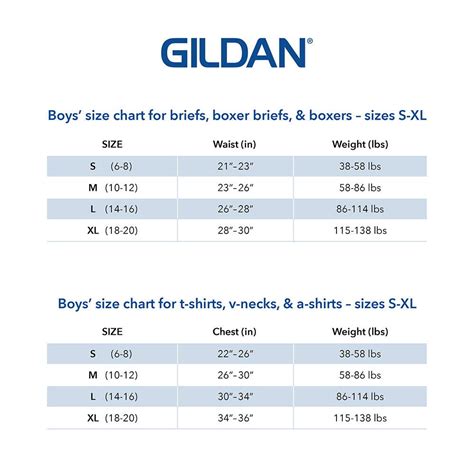 Gildan Size Chart for Youth & Adults | T-shirt Size Chart & More