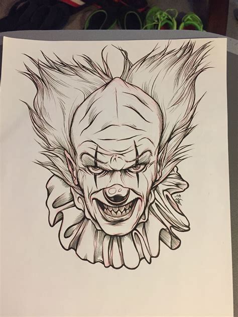 Creepy clown sketch for inktober | Tatuagem de palhaço, Desenho ...