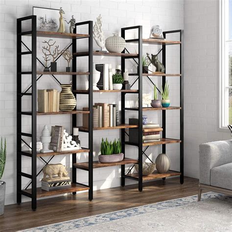 Tribesigns Industrial Large 5-Tier Bookshelves for Display and Storage ...