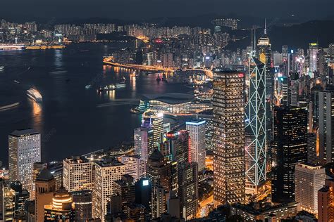 Night View Of Victoria Harbour Hong Kong Background, City, Hong Kong ...